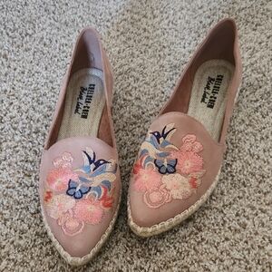Rebels Floral Embroidered Espadrilles in Pink and Blue